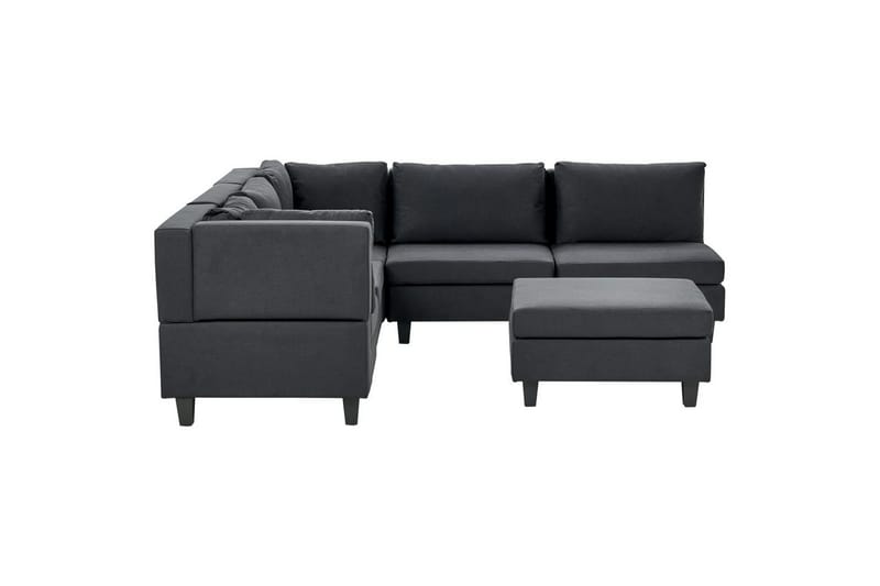 5-sits Hörnsoffa med fotpall Unstad Svart, Högervänd, Polyester - Svart, Högervänd, Polyester - Möbler - Soffa - Modulsoffor - Komplett modulsoffa