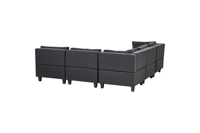 5-sits Hörnsoffa med fotpall Unstad Svart, Högervänd, Polyester - Svart, Högervänd, Polyester - Möbler - Soffa - Modulsoffor - Komplett modulsoffa