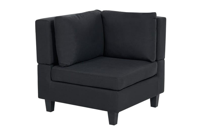 5-sits Hörnsoffa med fotpall Unstad Svart, Högervänd, Polyester - Svart, Högervänd, Polyester - Möbler - Soffa - Modulsoffor - Komplett modulsoffa