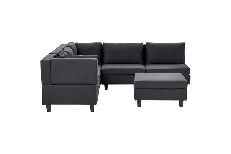 5-sits Hörnsoffa med fotpall Unstad Svart, Högervänd, Polyester - Svart, Högervänd, Polyester - Möbler - Soffa - Soffgrupp