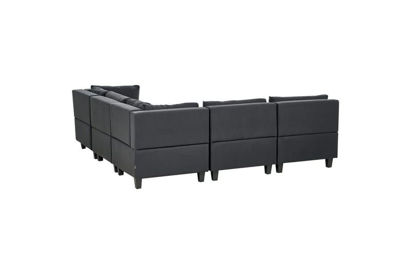 5-sits Hörnsoffa med fotpall Unstad Svart/svart, Vänstervänd, Polyester - Svart/svart, Vänstervänd, Polyester - Möbler - Soffa - Modulsoffor - Komplett modulsoffa