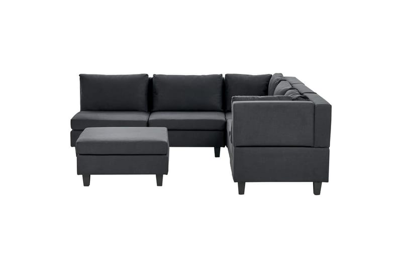 5-sits Hörnsoffa med fotpall Unstad Svart/svart, Vänstervänd, Polyester - Svart/svart, Vänstervänd, Polyester - Möbler - Soffa - Soffgrupp