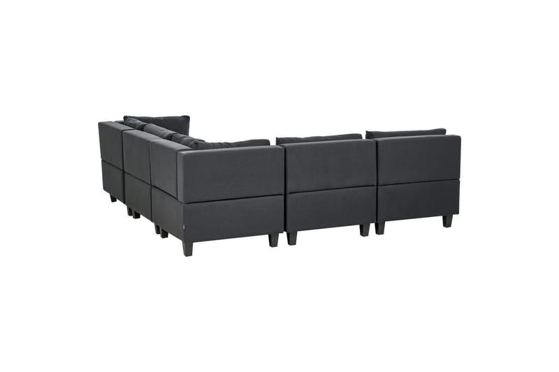 5-sits Hörnsoffa med fotpall Unstad Svart/svart, Vänstervänd, Polyester - Svart/svart, Vänstervänd, Polyester - Möbler - Soffa - Soffgrupp