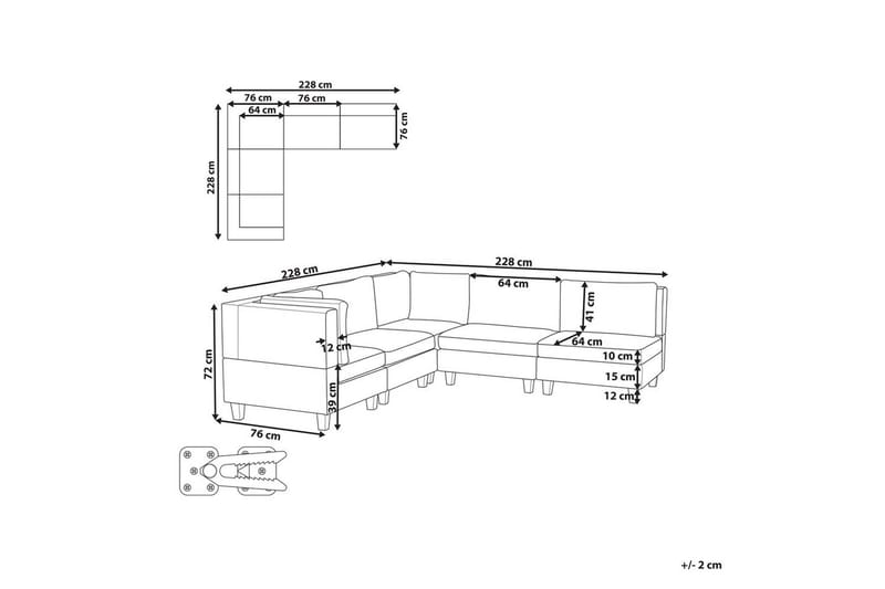 5-sits Hörnsoffa Unstad Beige/svart, Högervänd, Polyester - Beige/svart, Högervänd, Polyester - Möbler - Soffa - Hörnsoffa