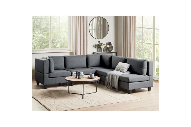 5-sits Hörnsoffa Unstad Grå, Högervänd, Polyester - Grå, Högervänd, Polyester - Möbler - Soffa - Soffgrupp