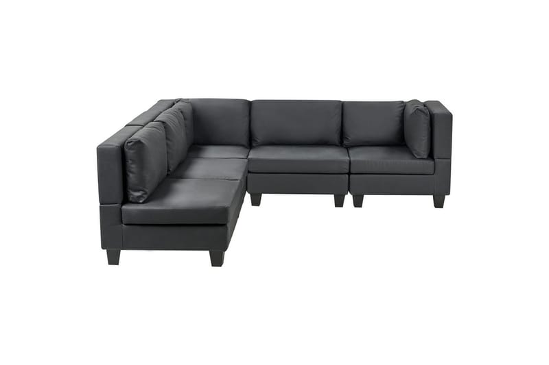 5-sits Hörnsoffa Unstad Svart, Högervänd, Konstläder, Svart, Högervänd, Konstläder