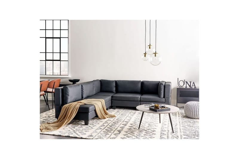 5-sits Hörnsoffa Unstad Svart, Högervänd, Konstläder - Svart, Högervänd, Konstläder - Möbler - Soffa - Soffgrupp