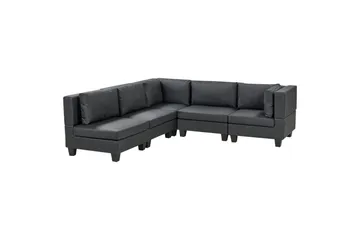 5-sits Hörnsoffa Unstad Svart, Högervänd, Konstläder - Svart, Högervänd, Konstläder - Möbler - Soffa - Soffgrupp