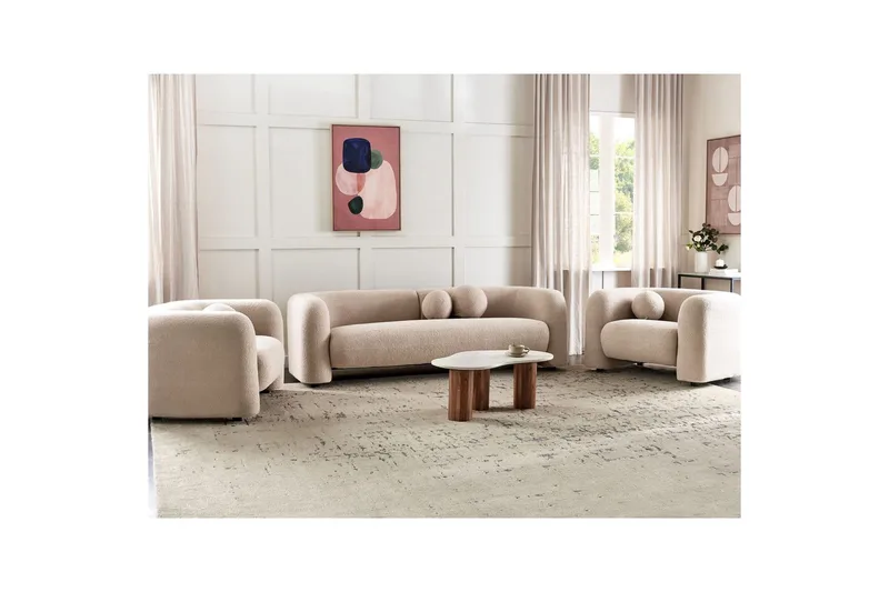 5-sits Soffgrupp Leiren Beige - Beige - Möbler - Soffa - Soffgrupp