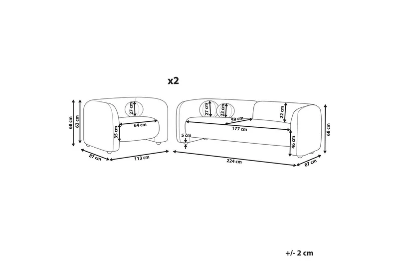 5-sits Soffgrupp Leiren Vit - Vit - Möbler - Soffa - Soffgrupp