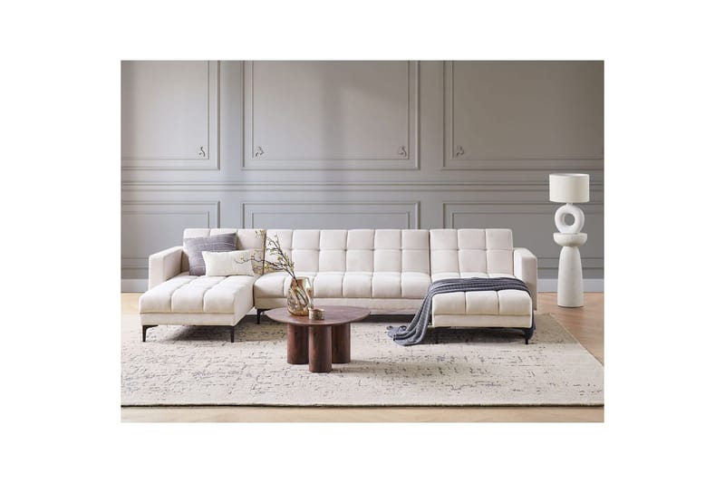 5-sits U-formad soffa Alnes Off-white/Svart - Off-white/Svart - Möbler - Soffa - Soffgrupp