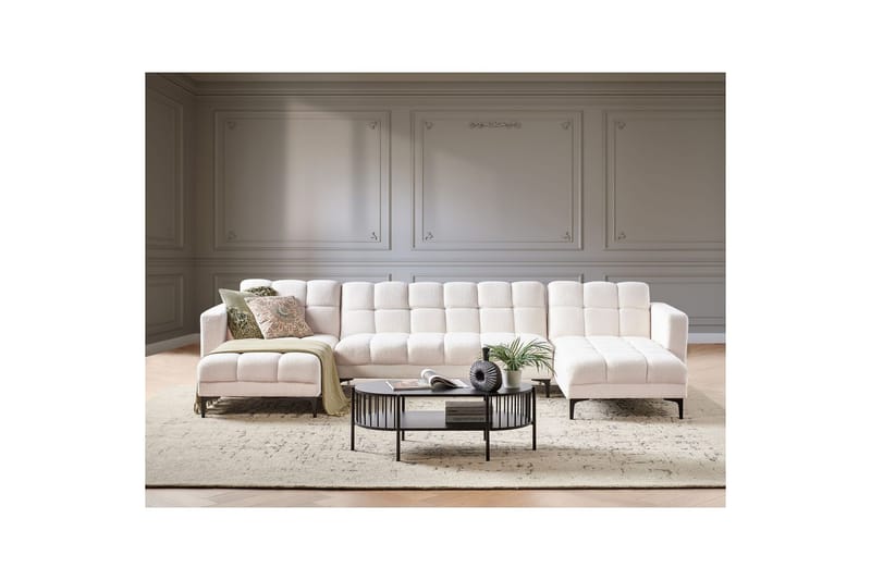5-sits U-formad soffa Alnes Vit/Svart - Vit/Svart - Möbler - Soffa - Soffgrupp
