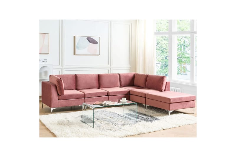 5-sitssoffa med fotpall Evja Rosa - Rosa - Möbler - Soffa - Soffgrupp