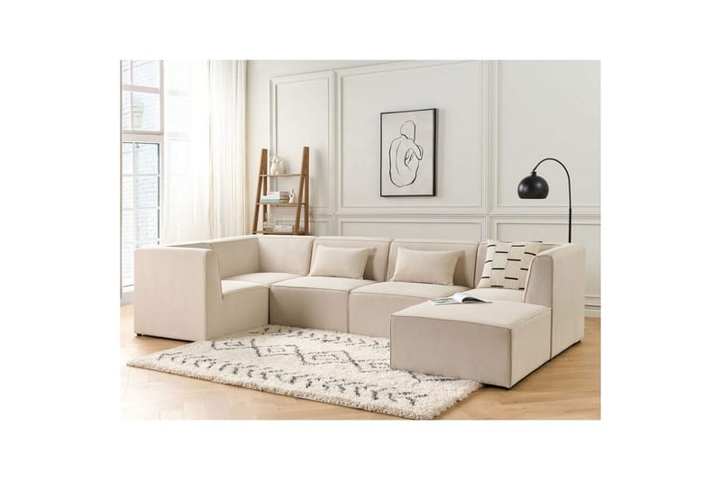 5-sitssoffa med fotpall Lemvig Beige, Högervänd - Beige, Högervänd - Möbler - Soffa - Soffgrupp