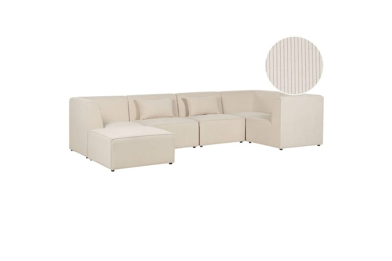5-sitssoffa med fotpall Lemvig Beige, Vänstervänd - Beige, Vänstervänd - Möbler - Soffa - Soffgrupp