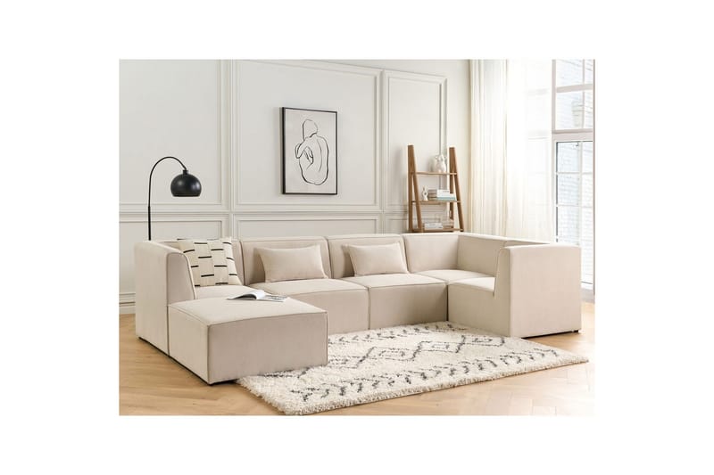 5-sitssoffa med fotpall Lemvig Beige, Vänstervänd - Beige, Vänstervänd - Möbler - Soffa - Soffgrupp