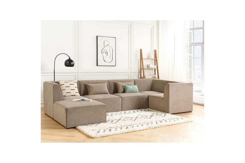 5-sitssoffa med fotpall Lemvig Taupe, Vänstervänd - Taupe, Vänstervänd - Möbler - Soffa - Soffgrupp