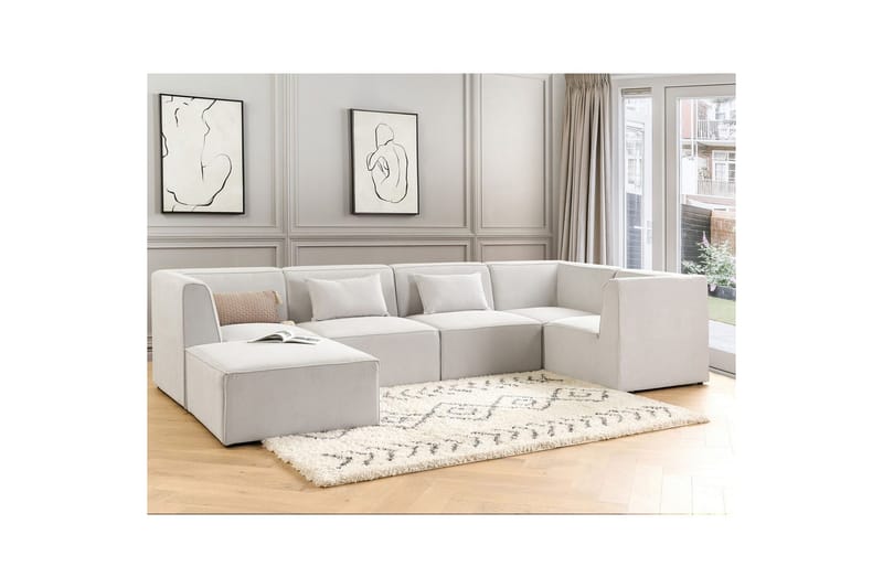 5-sitssoffa med fotpall Lemvig Vit, Vänstervänd - Vit, Vänstervänd - Möbler - Soffa - Soffgrupp