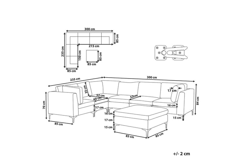 6-sits Hörnsoffa med fotpall Evja Rosa - Rosa - Möbler - Soffa - Soffgrupp