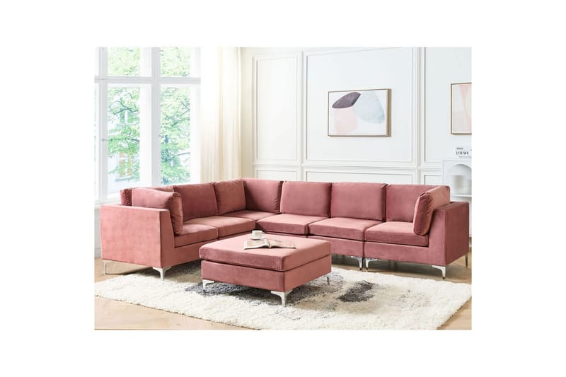 6-sits Hörnsoffa med fotpall Evja Rosa - Rosa - Möbler - Soffa - Soffgrupp