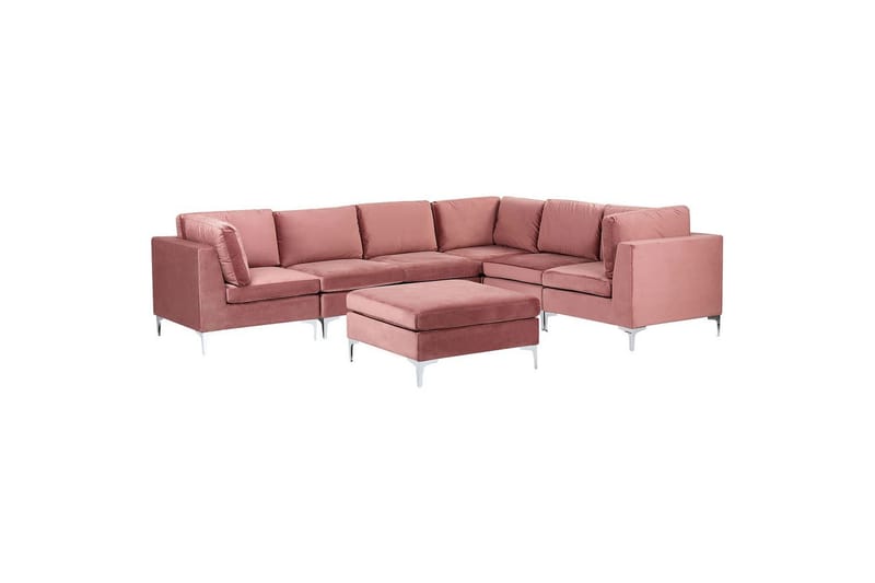 6-sitssoffa med fotpall Evja Rosa - Rosa - Möbler - Soffa - Soffgrupp