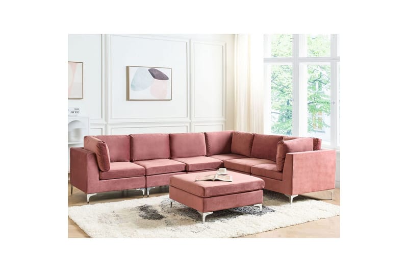 6-sitssoffa med fotpall Evja Rosa - Rosa - Möbler - Soffa - Soffgrupp