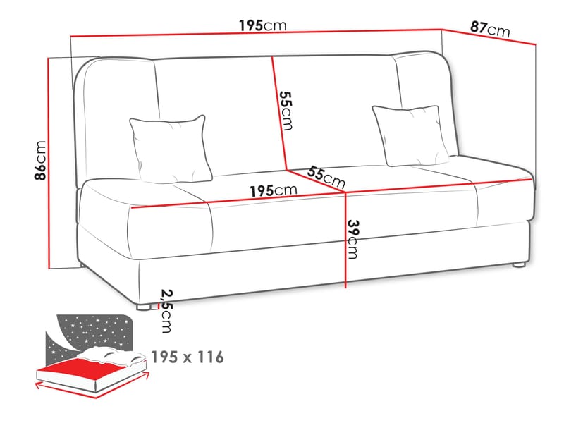 Abron 3-sits Bäddsoffa med förvaring - Möbler - Soffa - Bäddsoffa