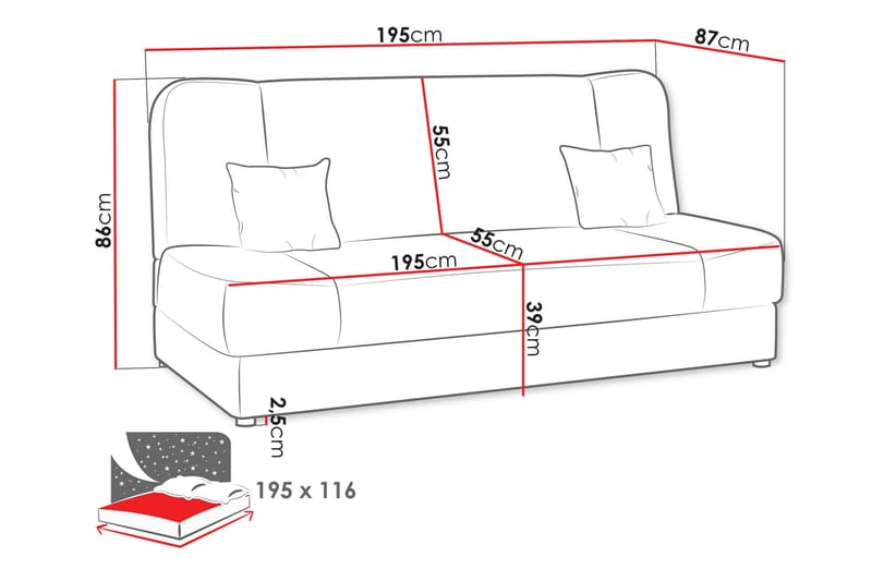 Abron Soffa 3-sits - Vit - Möbler - Soffa - Bäddsoffa