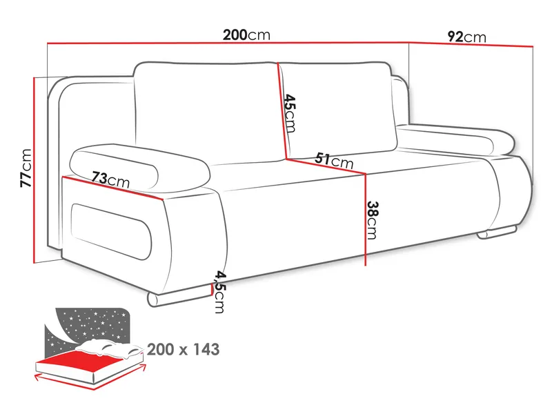 Adelma 3-sits Bäddsoffa med förvaring - Möbler - Soffa - Bäddsoffa