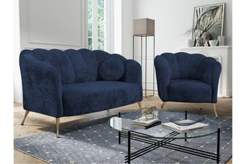 Adrial 3-sits Soffgrupp - Sammet/Blå - Möbler - Soffa - Soffgrupp