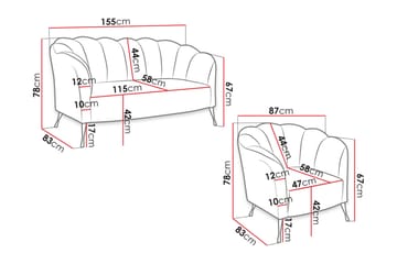 Adrial 3-sits Soffgrupp - Sammet/Vit - Möbler - Soffa - Soffgrupp