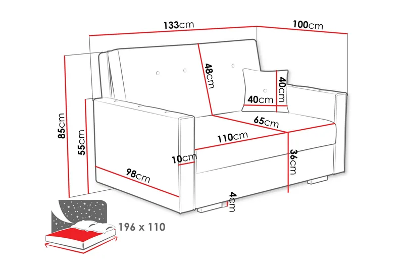 Ajiz Bäddsoffa 2-sits i Bouclé - Vit - Möbler - Soffa - Bäddsoffa