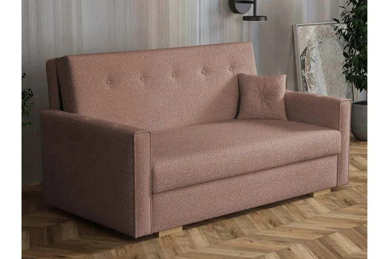 Ajiz Bäddsoffa 3-sits i Bouclé - Rosa - Möbler - Soffa - Bäddsoffa