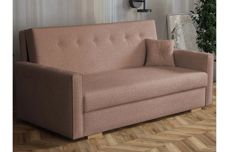 Ajiz Bäddsoffa 3-sits i Bouclé, Rosa