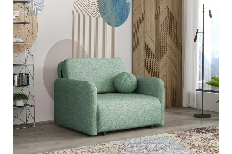 Ajmeri 2-sits Bäddsoffa 80x196 cm med Förvaring i Bouclé, Grön