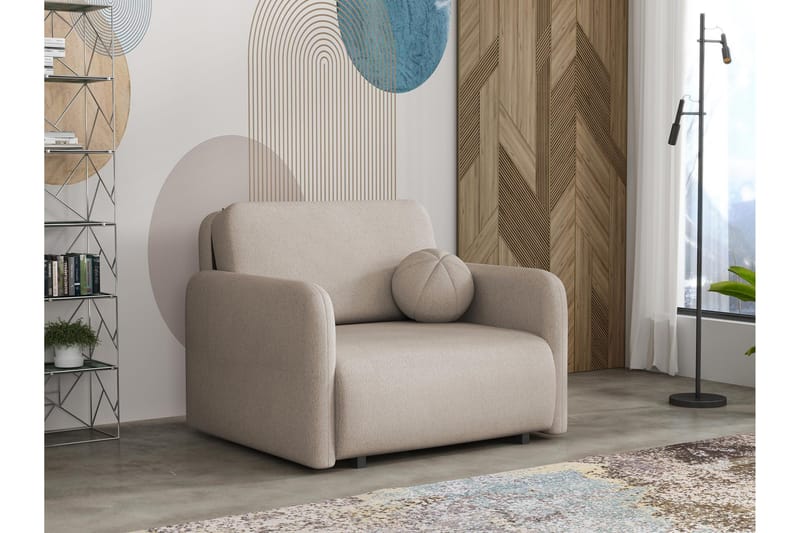 Ajmeri 2-sits Bäddsoffa 80x196 cm med Förvaring i Plysch, Beige
