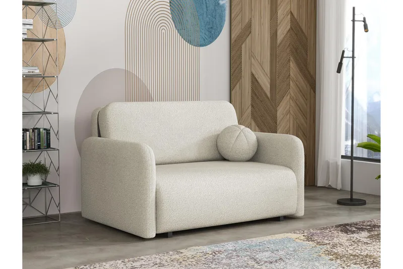 Ajmeri 2-sits Rektangulär Bäddsoffa med Förvaring i Bouclé, Beige