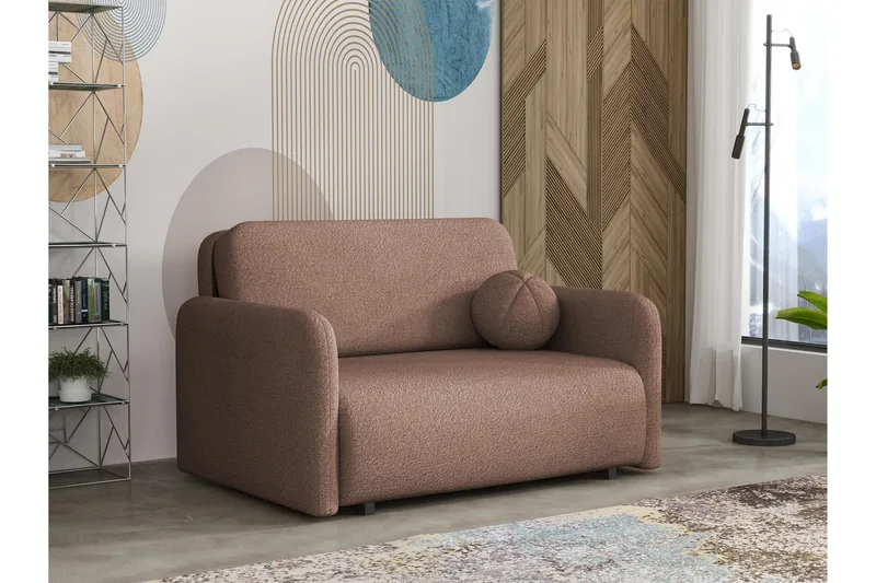Ajmeri 2-sits Rektangulär Bäddsoffa med Förvaring i Bouclé, Rosa