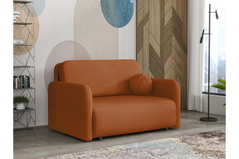 Ajmeri 2-sits Rektangulär Bäddsoffa med Förvaring i Tyg, Orange