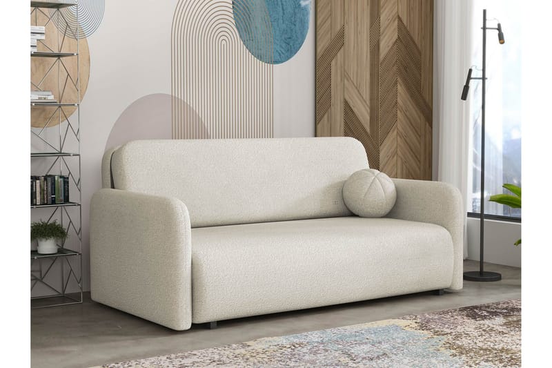 Ajmeri 3-sits Bäddsoffa 150x196 cm med Förvaring i Bouclé, Beige