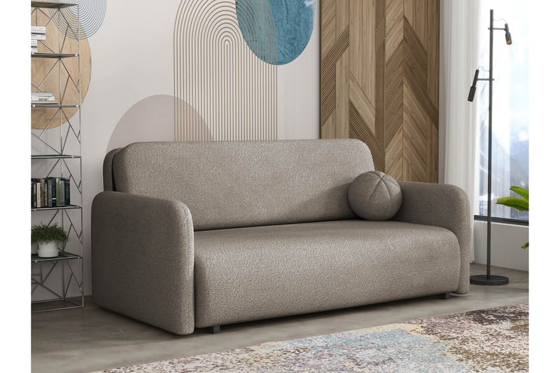 Ajmeri 3-sits Bäddsoffa 150x196 cm med Förvaring i Bouclé, Grå