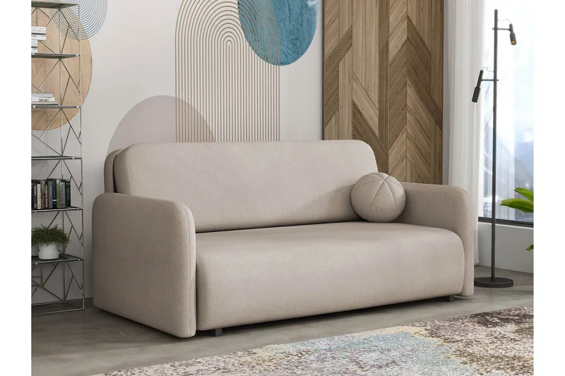 Ajmeri 3-sits Bäddsoffa 150x196 cm med Förvaring i Tyg, Beige