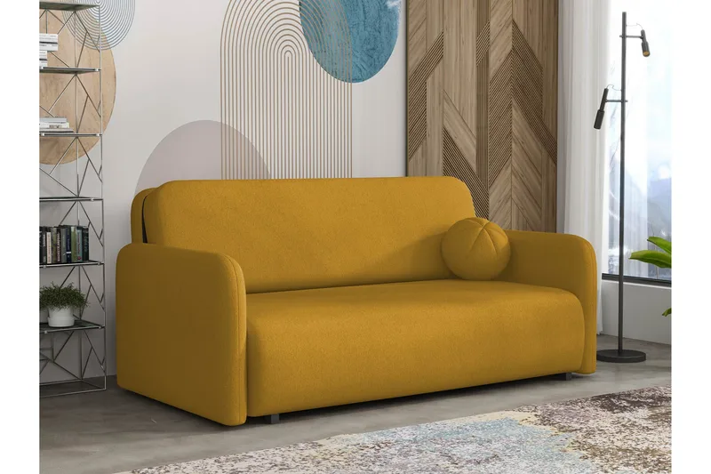 Ajmeri 3-sits Bäddsoffa 150x196 cm med Förvaring i Tyg, Gul