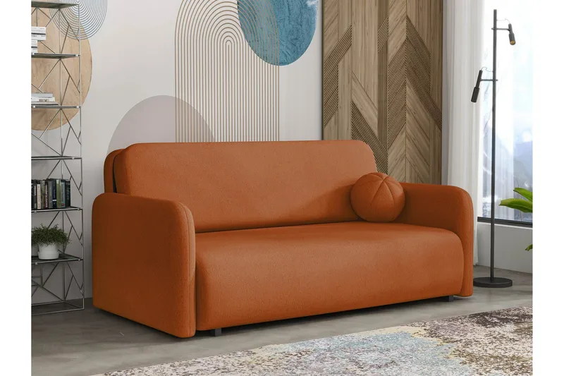 Ajmeri 3-sits Bäddsoffa 150x196 cm med Förvaring i Tyg, Orange