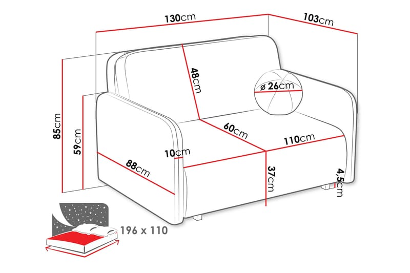 Ajmeri Bäddsoffa 2-sits i Bouclé - Rosa - Möbler - Soffa - Bäddsoffa