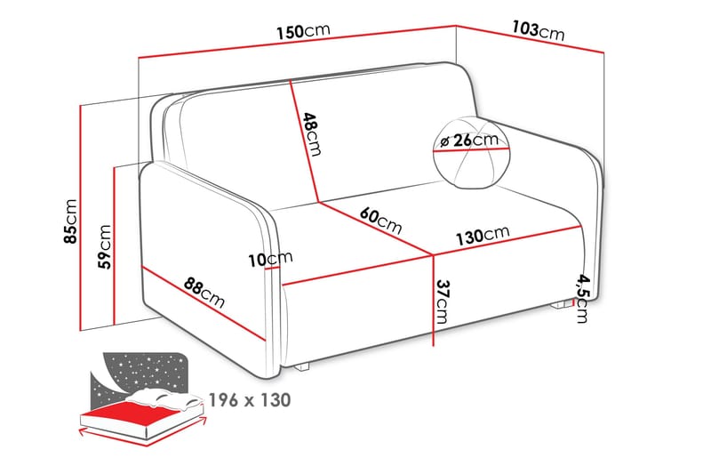 Ajmeri Bäddsoffa 3-sits - Grå - Möbler - Soffa - Bäddsoffa