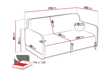 Ajmeri Bäddsoffa 3-sits - Grå - Möbler - Soffa - Bäddsoffa