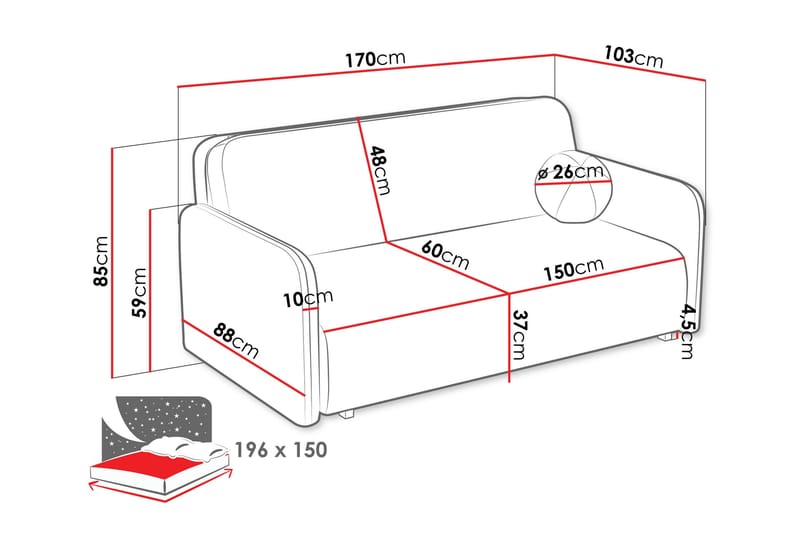 Ajmeri Bäddsoffa 3-sits i Bouclé - Vit - Möbler - Soffa - Bäddsoffa