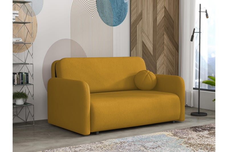 Ajmeri Bäddsoffa 3-sits i Plysch, Gul