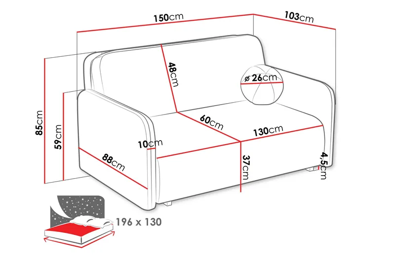 Ajmeri Bäddsoffa 3-sits i Plysch - Gul - Möbler - Soffa - Bäddsoffa